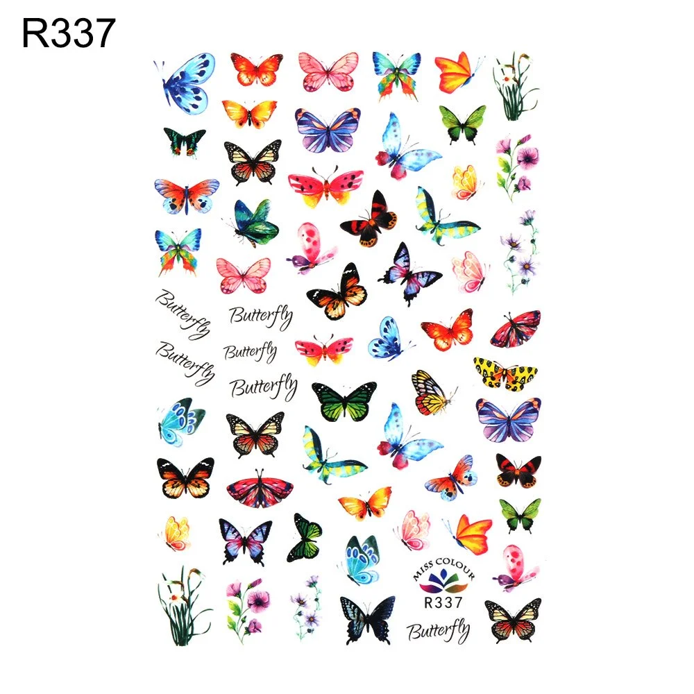 1pcs Holographic 3D Butterfly Designs Sticker Nail Decal DIY Slider for Manicure Nail Art Watermark Manicure Decoration-Nail Inspo
