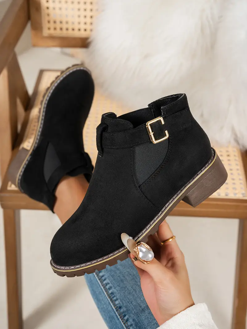   women s ankle boots - beige/ /, chunky platform heel, pu sole non-slip, everyday & formal shoes (beige/black/,  ), winter footwear, elastic side panel, durable construction, versatile footwear, office wear details 1