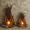Woodland Campfire LED Night Lamp: Handmade Nature Decor