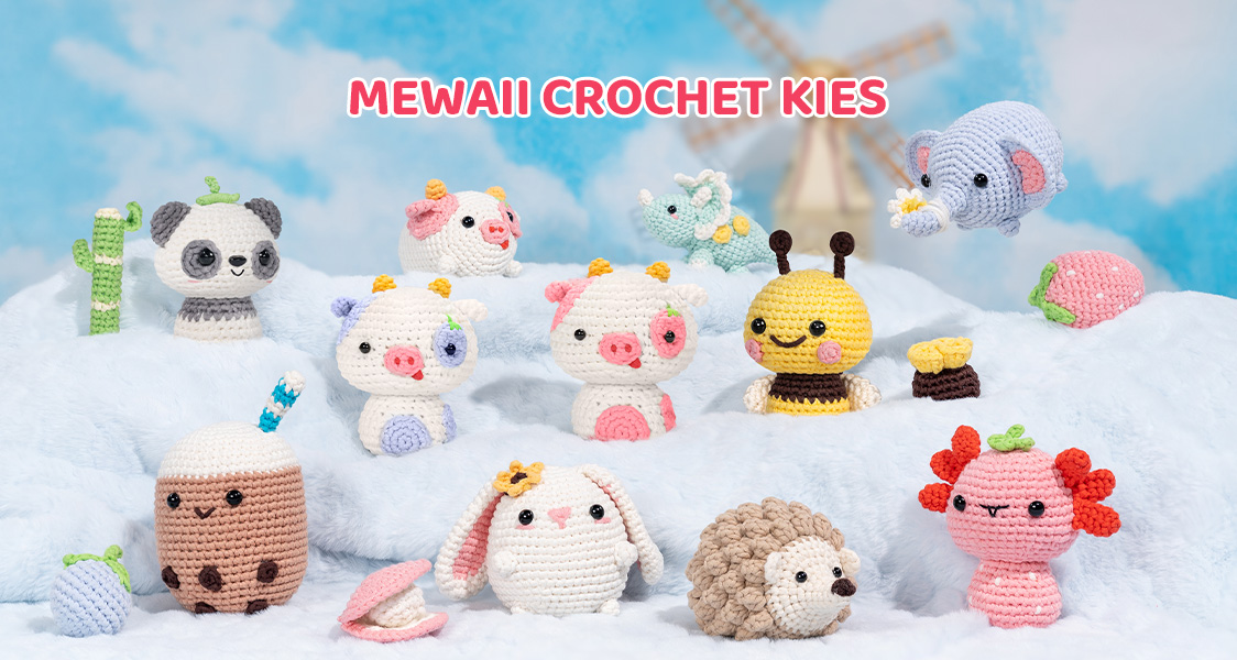 Mewaii® Crochet Original Designed Animal Crochet Kit for Beginners with  Easy Peasy Yarn