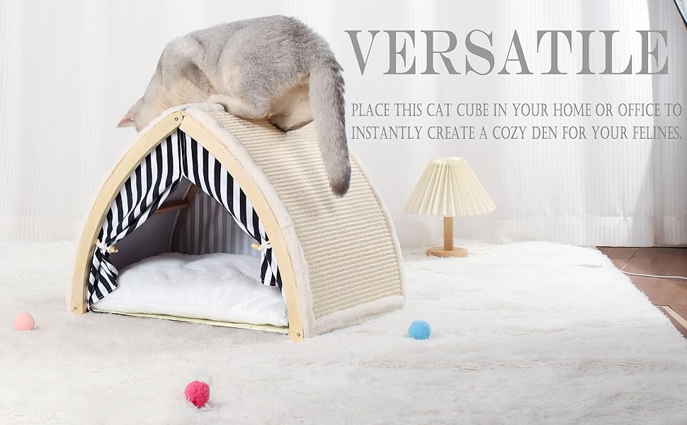 cat house with scratching board