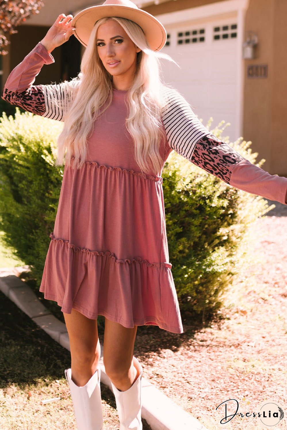 Striped Long Sleeve Mini Dress