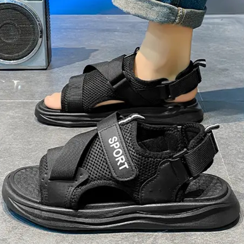 Men's Mesh Sandals Summer Non-slip Soft Sole Slippers Fashion Lightweight Comfortable Casual Thick Bottom Beach Shoes
