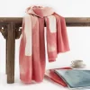 Gradient Cyan Red Tie-dyed Shawl Scarf