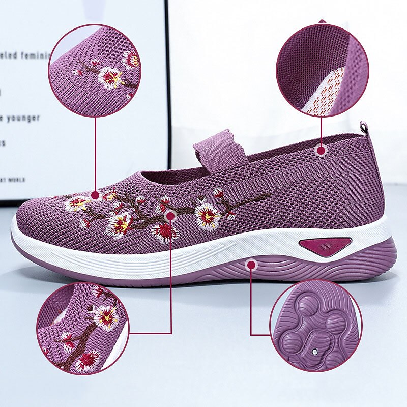Damen Freizeit Atmungsaktive Slip-On Orthopädische Walkingsneaker
