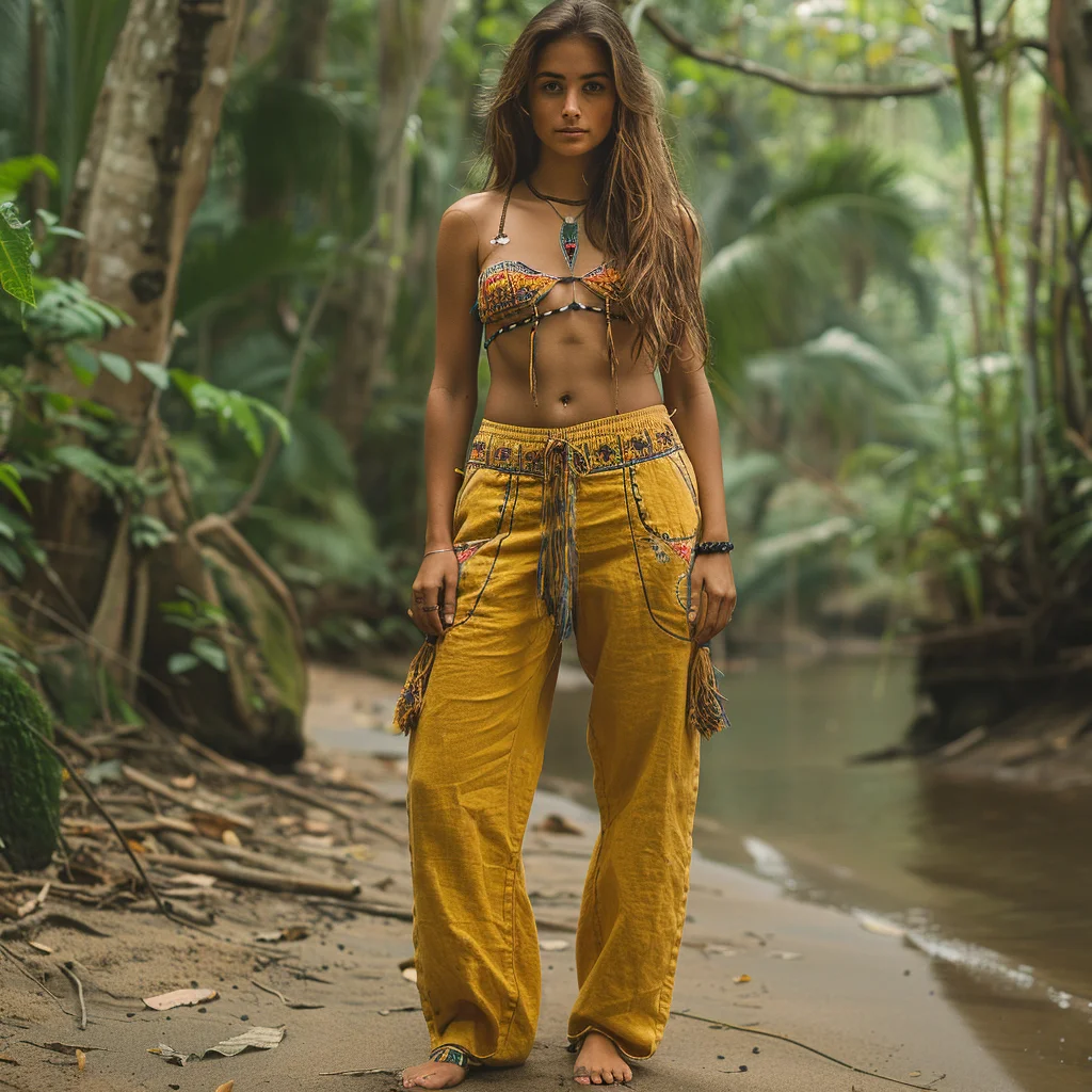 Woman - Ethnic Linen Pants-inspireuse