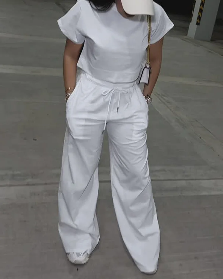 Casual solid color two piece suit