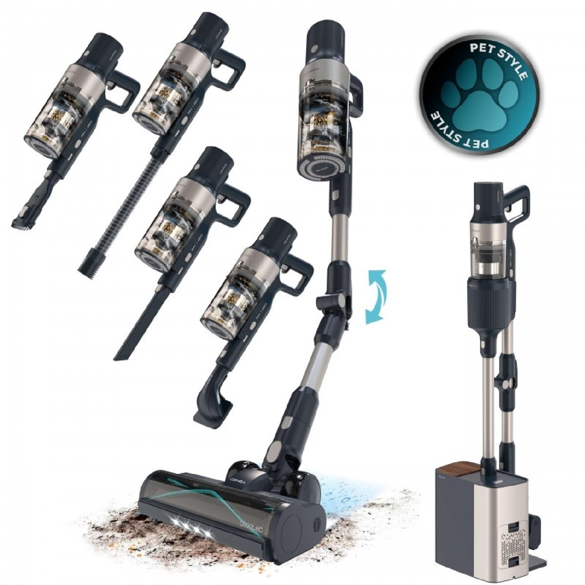 Stick Vacuum Cleaner Cecotec Conga Rockstar 5500 Hurricane Station Pet Flex 700 W