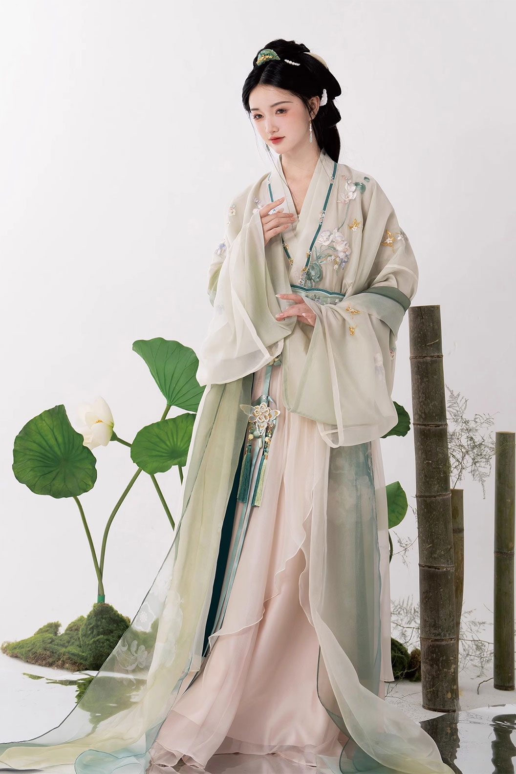 Ming Dynasty Pink Hanfu Dress with Maiden Style and One-Piece Po Skirt - yanliudu 烟柳渡 Stupa Stones