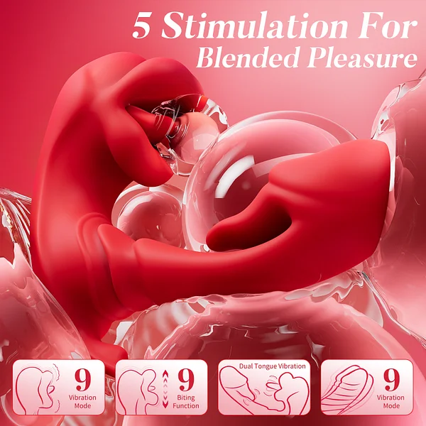 G Spot Vibrator Dildo Sex Toys With 9 Vibrating & Licking Biting Modes