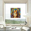 1PC-Diamonds Painting Stained Glass Cat Wall Sticker Home Decor