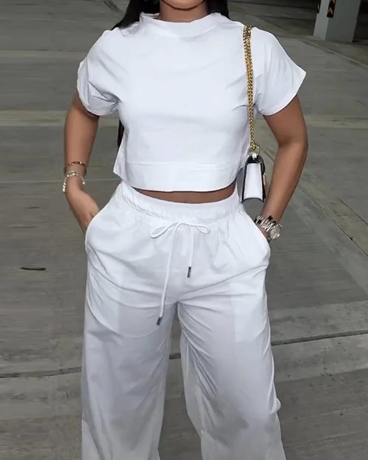 Casual solid color two piece suit