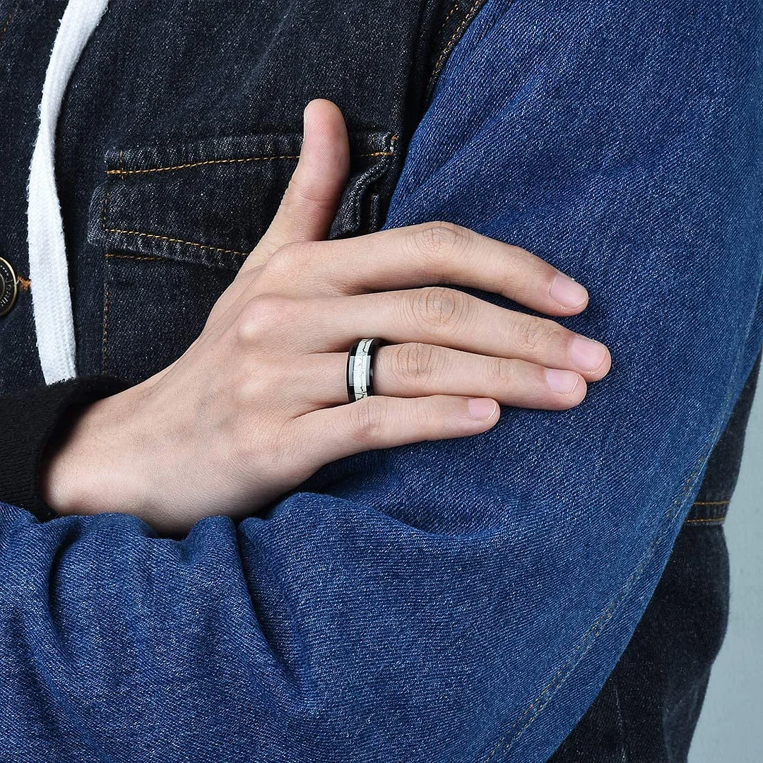 6MM 8MM Women's Or Men's Aurora Luminou Glow Tungsten Carbide Rings Carbon Fiber Hearthbeat