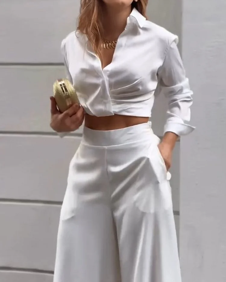 Lapel solid color two piece suit