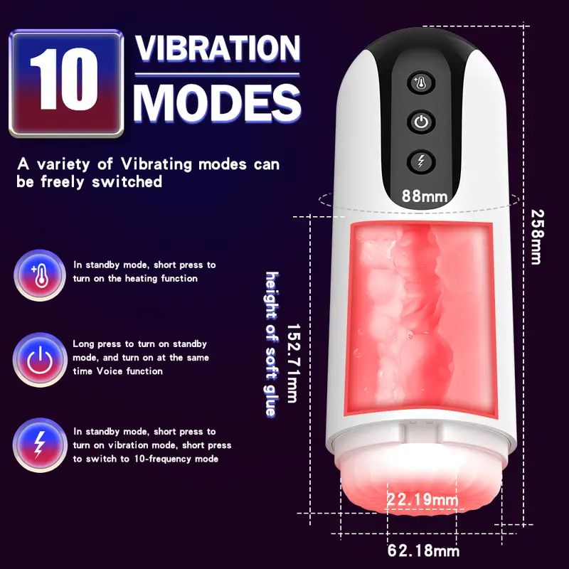 1pc automatic male masturbators cup with 10 rotating vibrations for men heating base adult with electric masturbation cup blowjob pocket pussy with textured sleeve for mens masturbation pleasure sex toys for men details 4