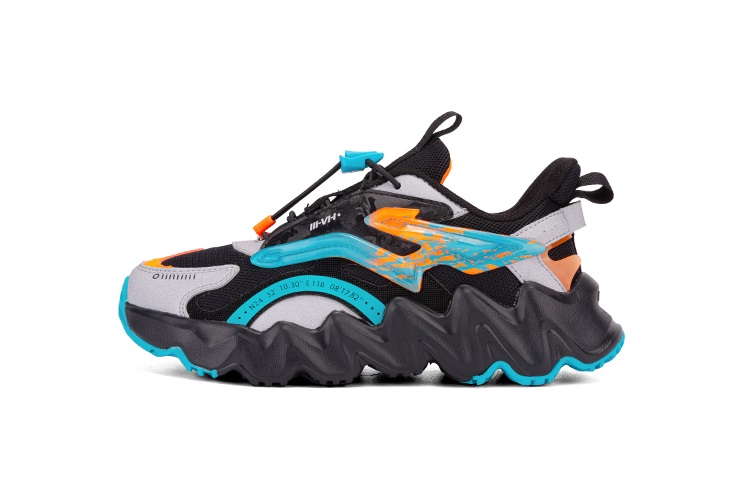 361°KIDS Cushioning Breathable Wear-Resistant Slip-Resistant Kids' Running Shoes Black Silver Blue Kids'