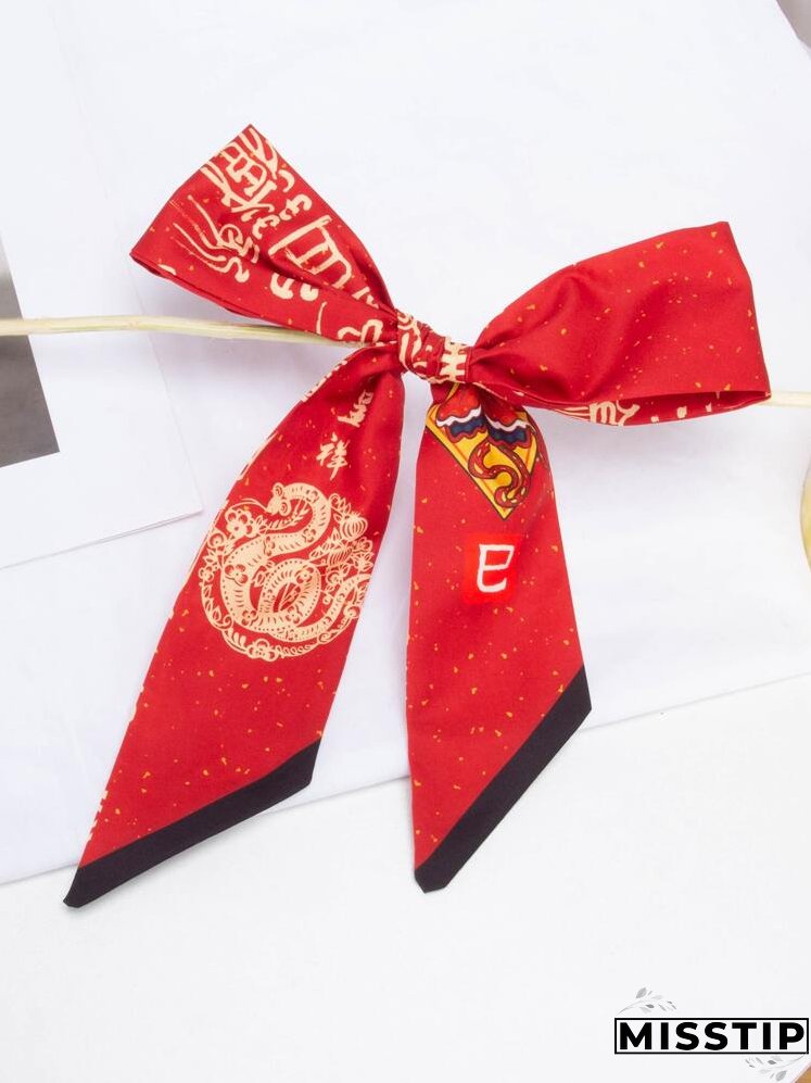 Chinese Character Print Twilly Scarf