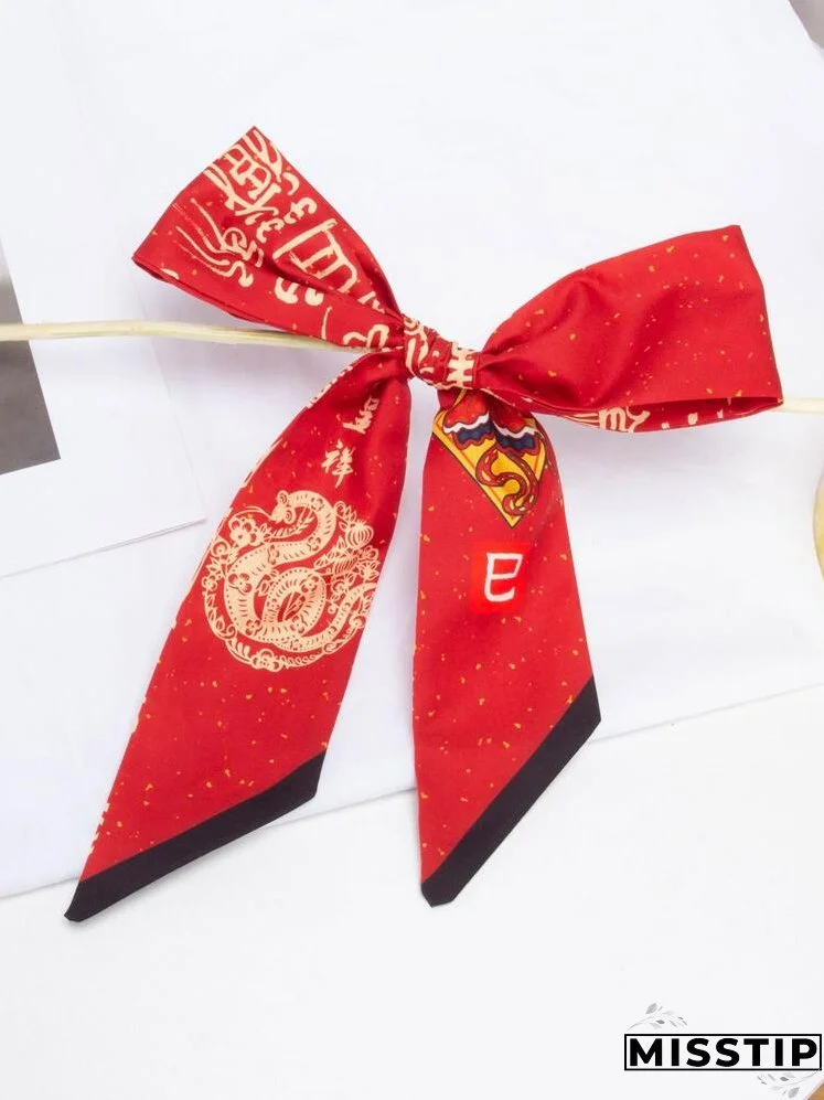 Chinese Character Print Twilly Scarf