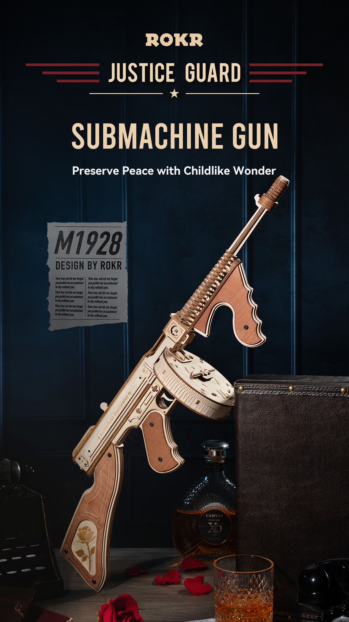 Thompson Submachine Gun Toy 3D ROKR Wooden Puzzle LQB01 11