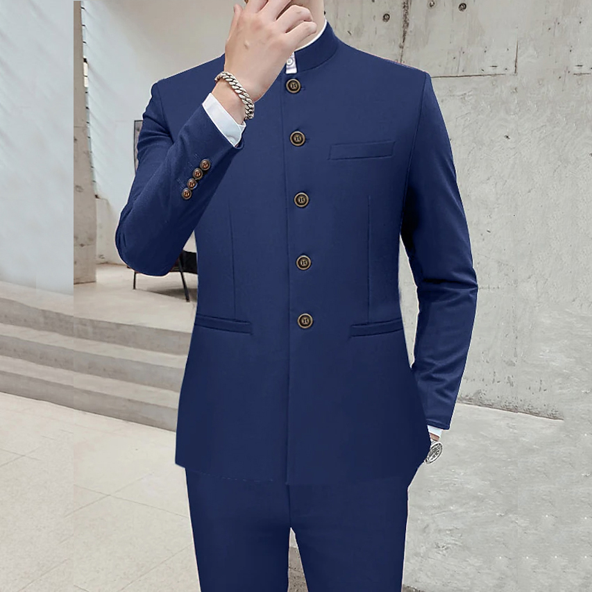 Men's Business Casual Stand Collar Single Breasted Blazer