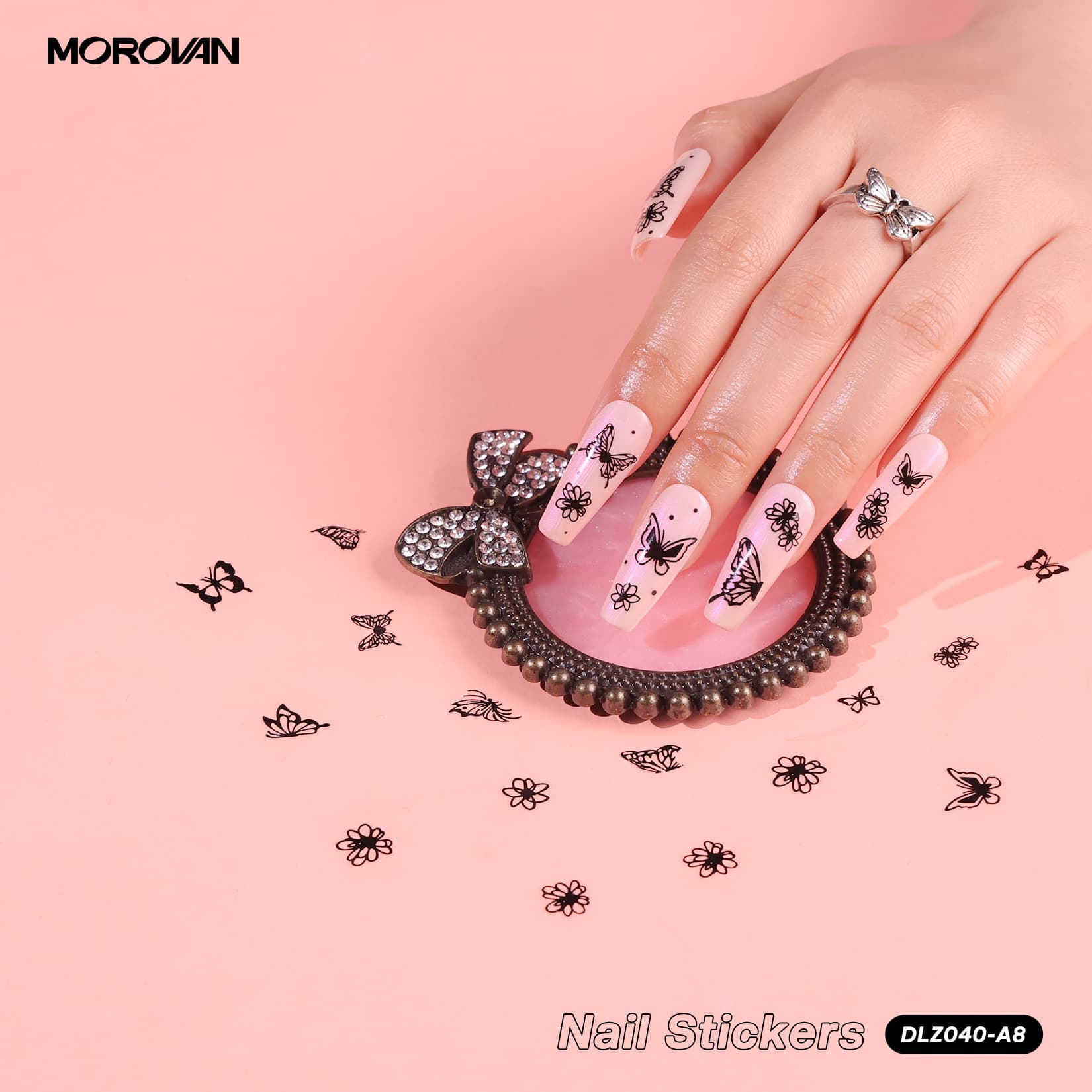 2025 spring nail trends floral and glitter designs