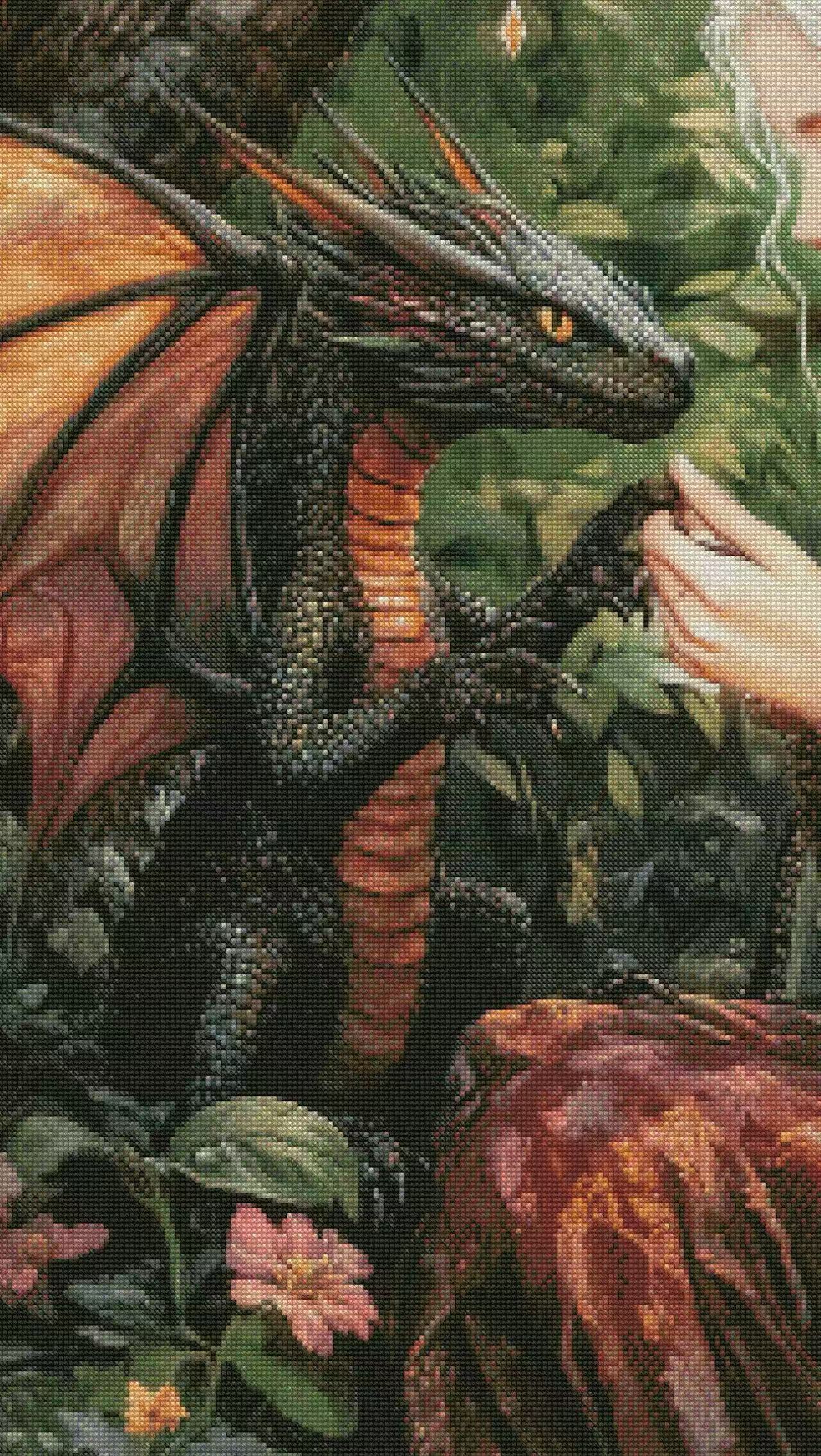 Abillyn Embroidery Cross Stitch Kit - Dragon Fairy Stamped Pattern, 11CT Fabric, Beginner-Friendly DIY Craft