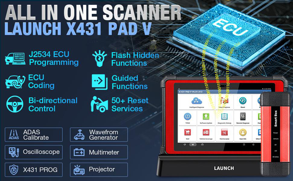 LAUNCH X431 PAD V CAN-FD Online Programming OBD2 Scanner