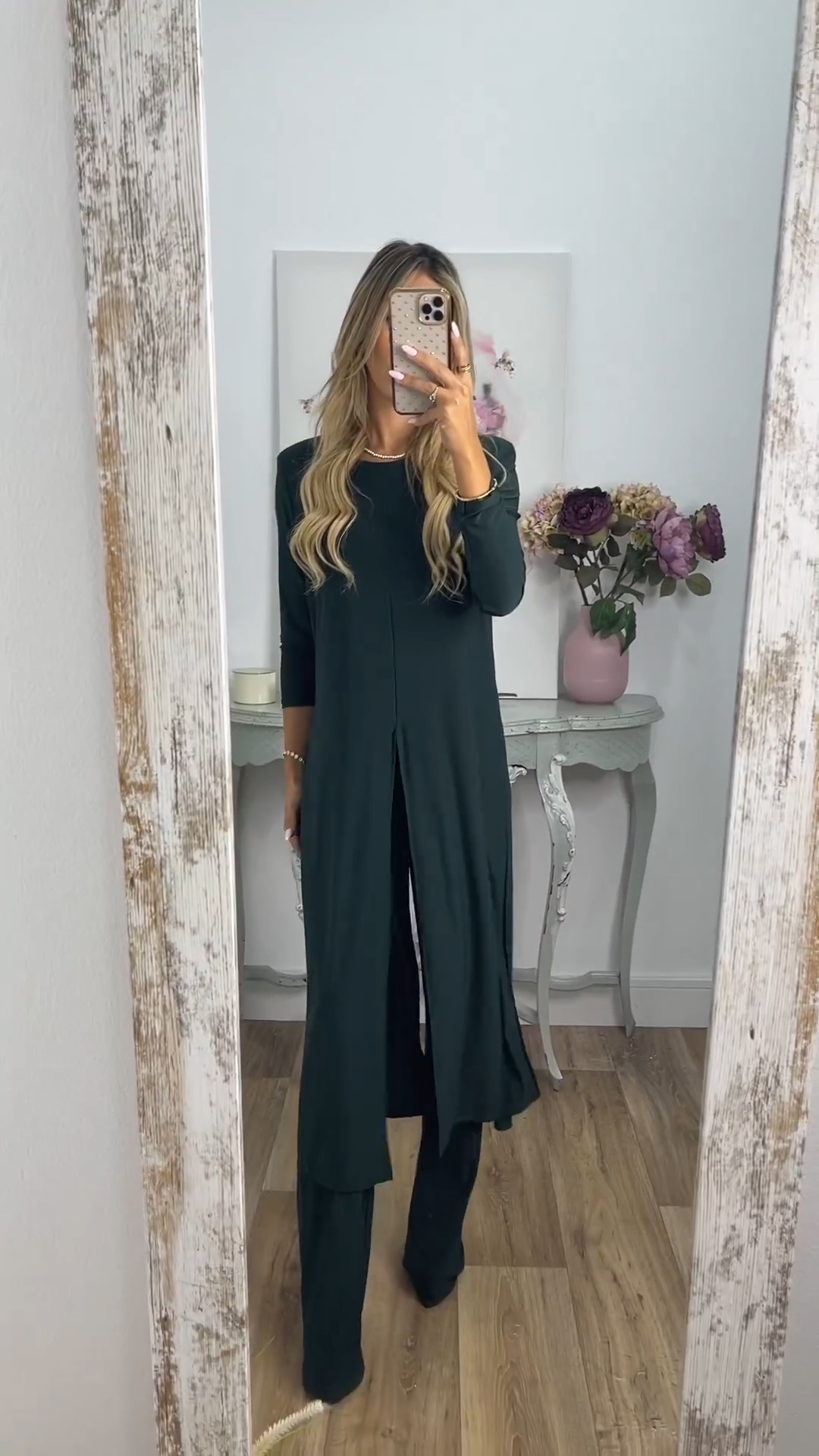 Elegant Casual 2 Pieces Suit With Long Top Matching Trouser-Buy 2 Free Shipping