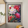 Bead Embroidery - Partial Printed 9CT Peony Cross Stitch Kit(71x50 CM)