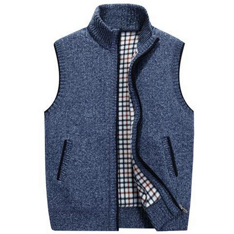 Men’s autumn and winter stand collar knitted vest jacket