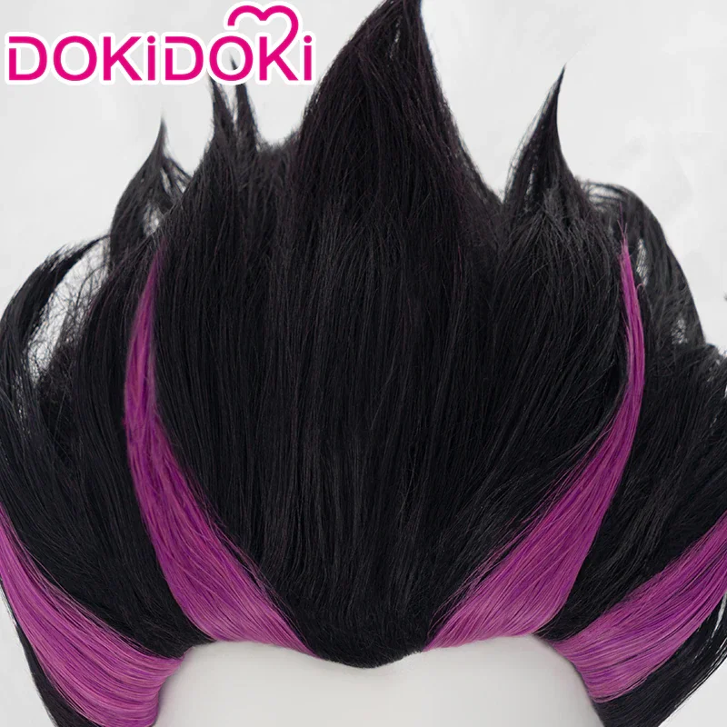 DokiDoki Game Genshin Impact Cosplay Yakshas Bosacius Fushe Wig Black Purple Hair Genshin Impact Marshal Vritras Cosplay Wig Men