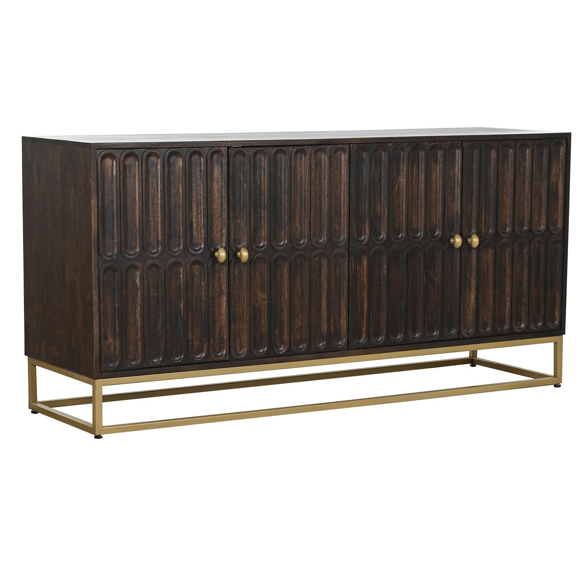 Sideboard Home ESPRIT Golden Dark brown Metal Mango wood 157,5 x 47 x 76,2 cm