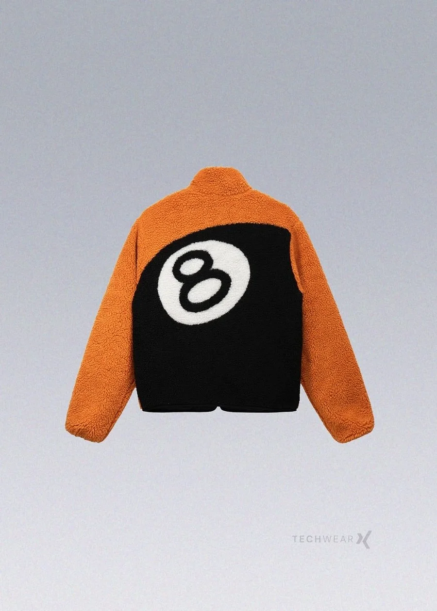 stussy 8 Ball Sherpa Jacket Lサイズ STUSSY 8 Ball Reversible Sherpa Fleece Jacket Green Size XL