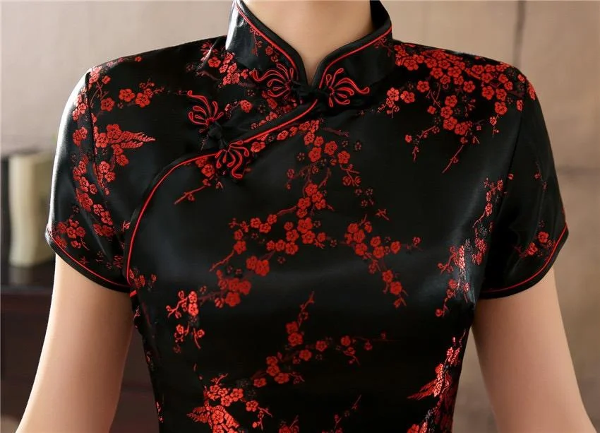 Plus size  plum blossom, brocade fabric long Qipao