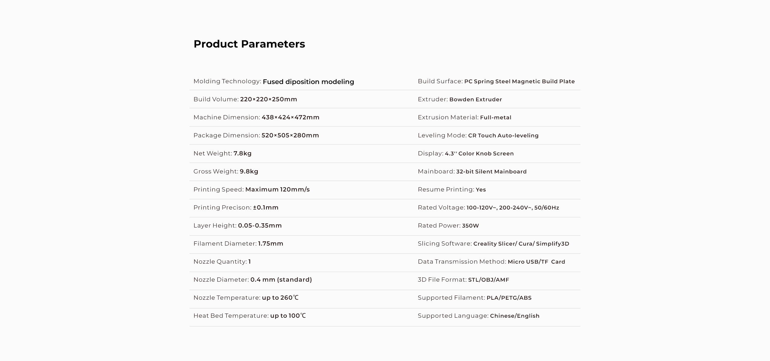 ender 3 v2 neo specs