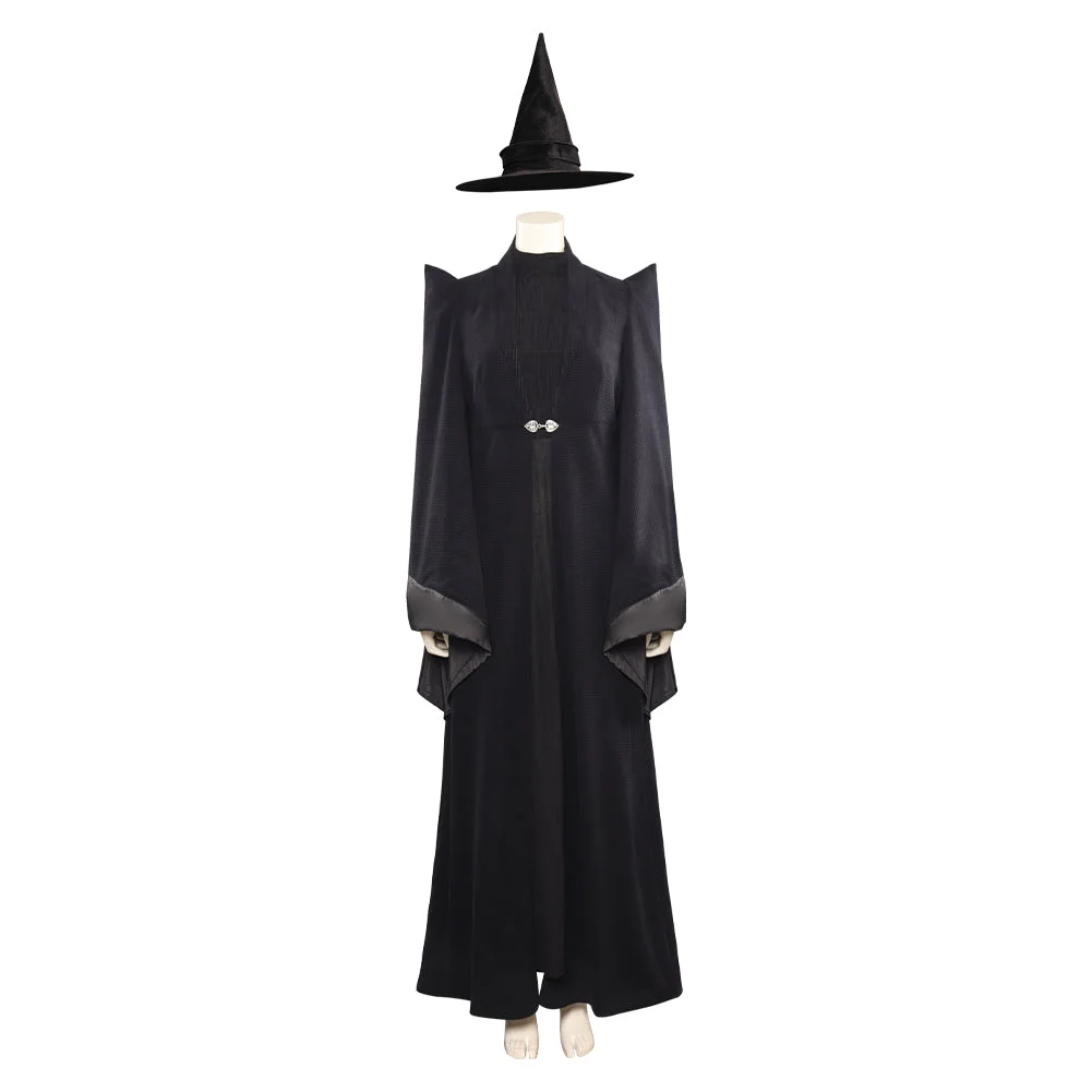 Movie Harry Potter Minerva McGonagall Black Robe Set Outfits Cosplay Costume Halloween Carnival Suit