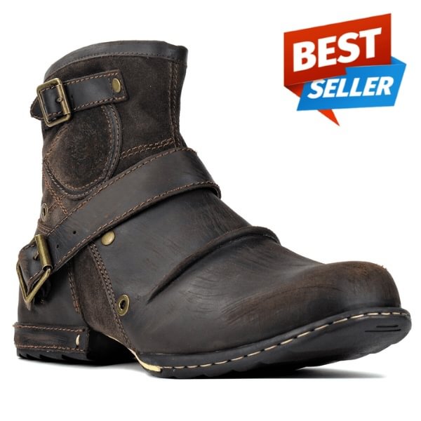 Genuine Leather Zipper-up Men's Ankle Boots