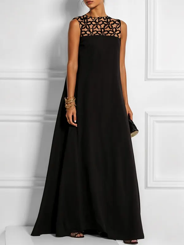 Half Sleeves Loose Applique Solid Color Split-Joint Lapel Collar Midi Dresses main image 1