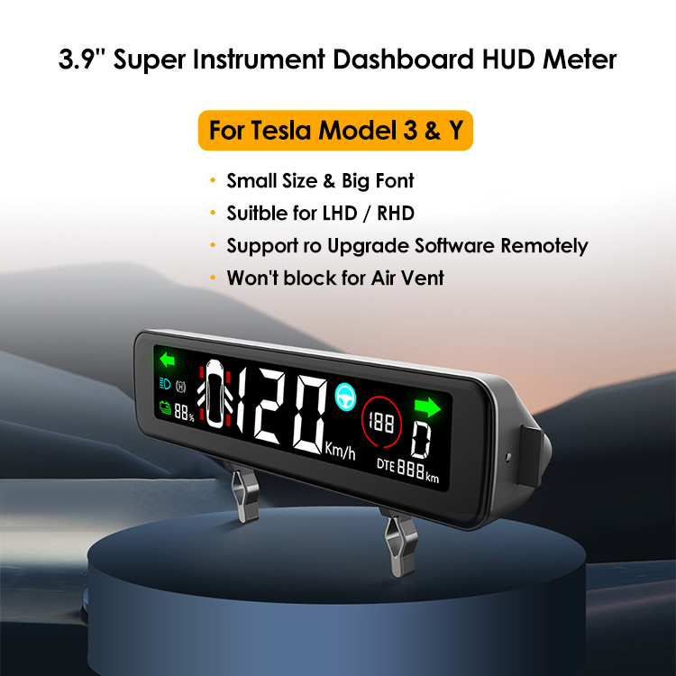 TESLASY Model 3/Y Dashboard Hidden HUD Mini Head-up Display Cluster Speedmeter