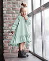 Kid Baby Girl Ruffled Loose Long Sleeve Round Neck Dress