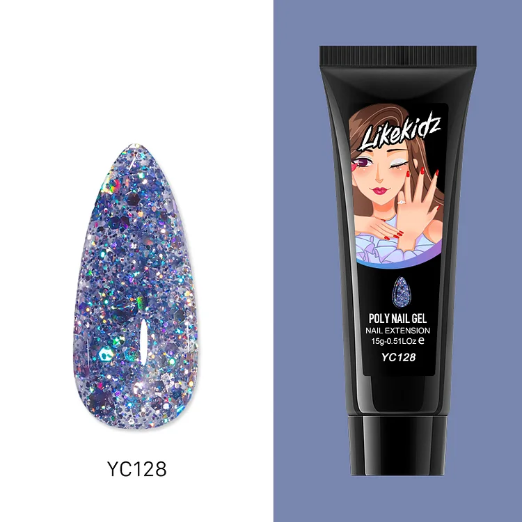 Poly Nail Gel - Basket Purple Sequins