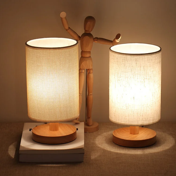 LED Fabric Wood Table Lamp
