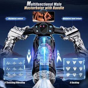 Motorcycle Male Sex Toys Penis Stroker With 9 Thrusting/sucking/vibrating Heating Mode