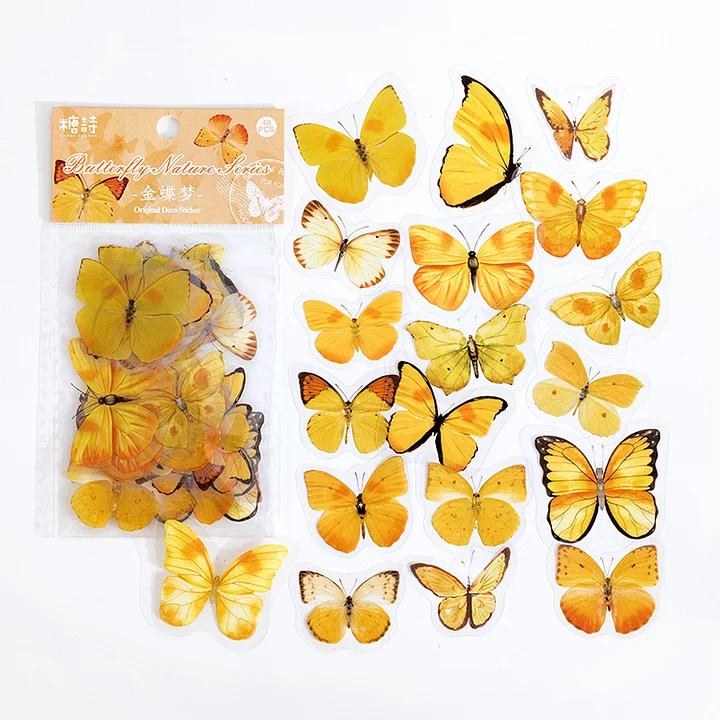 Journalsay Butterfly PET Stickers - Yellows