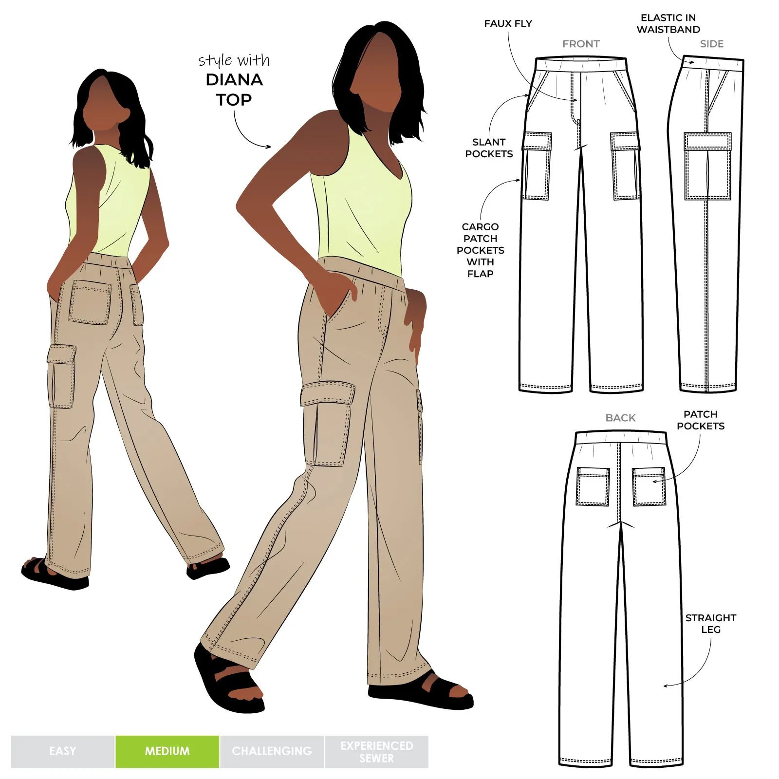 Women's Adjustable Straight Leg Cargo Pants  Cargo pants, 2000s fashion  trends, Cute crop tops