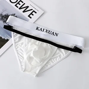 Men's Low-Waist Sexy Ice Silk Breathable 3D U Convex Briefs