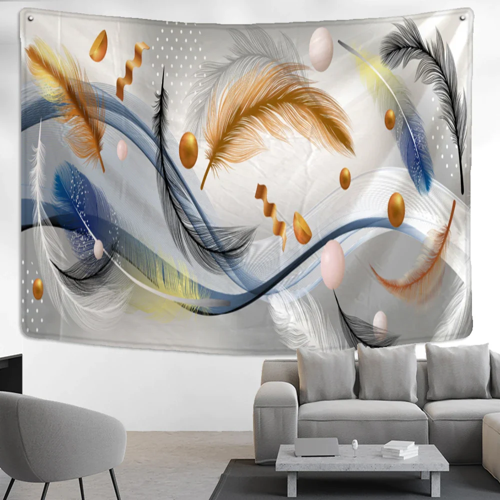 Nigikala Feather Tapestry Wall Hanging Bohemian Nordic Style Psychedelic Mystery Hippie Simple Home Decor
