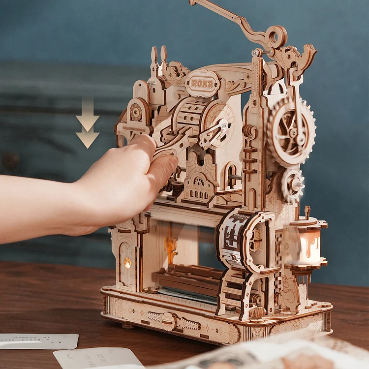 ROBOTIME-Machine à flipper ROKR, puzzle 3D en bois, jeu de table
