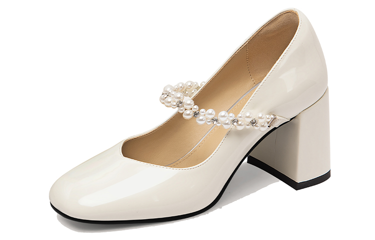 Lily Wei Mary Jane Shoes Women's Ecru
