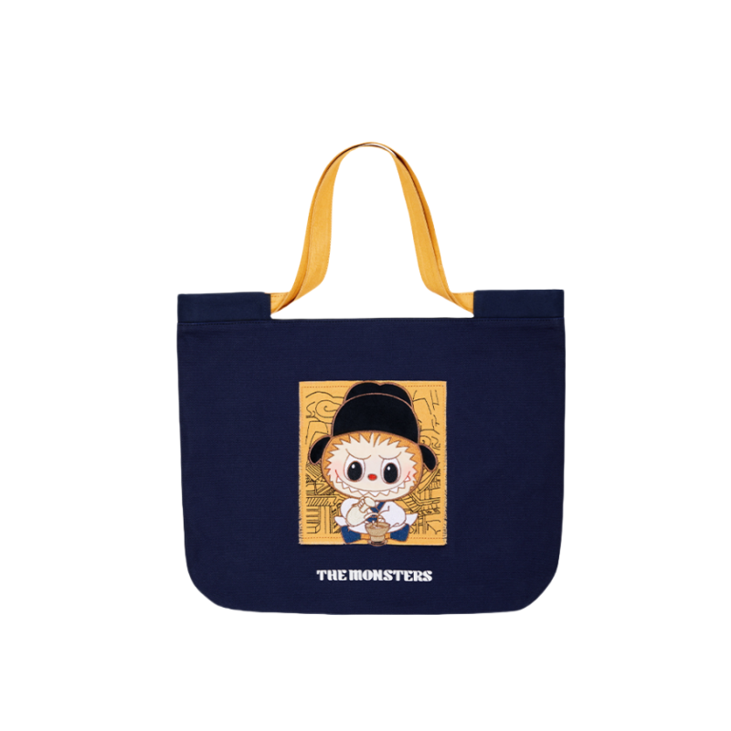POP MART Cotton Canvas Bag, Handbag, Shoulder Bag Women's Dark Blue